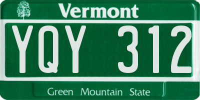 VT license plate YQY312