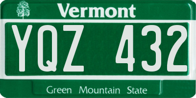 VT license plate YQZ432