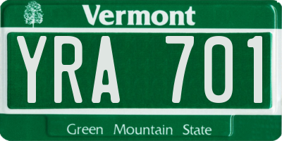 VT license plate YRA701