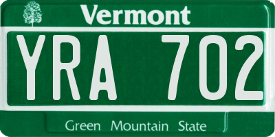 VT license plate YRA702