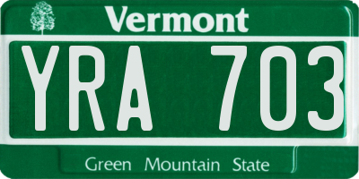 VT license plate YRA703