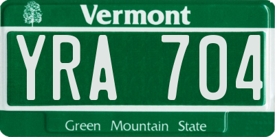 VT license plate YRA704