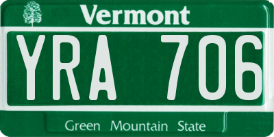 VT license plate YRA706