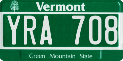 VT license plate YRA708