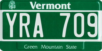 VT license plate YRA709