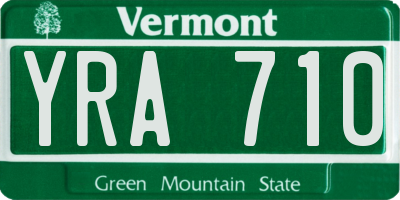 VT license plate YRA710