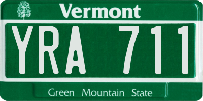 VT license plate YRA711