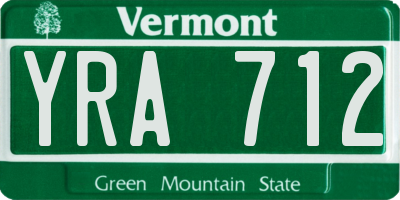 VT license plate YRA712