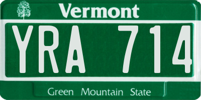 VT license plate YRA714