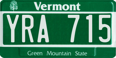 VT license plate YRA715