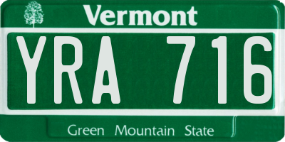 VT license plate YRA716