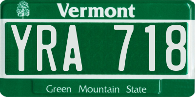 VT license plate YRA718