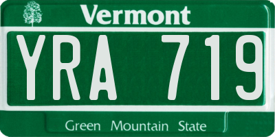 VT license plate YRA719