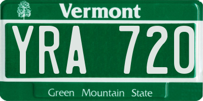 VT license plate YRA720