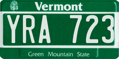 VT license plate YRA723