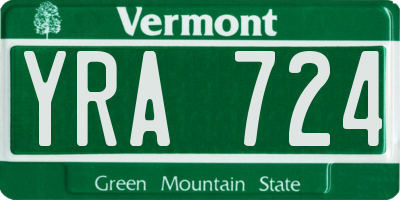 VT license plate YRA724