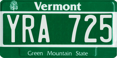 VT license plate YRA725