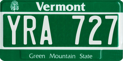 VT license plate YRA727