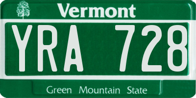 VT license plate YRA728
