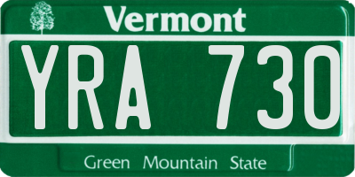 VT license plate YRA730