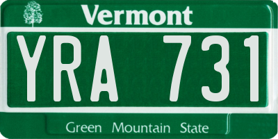 VT license plate YRA731