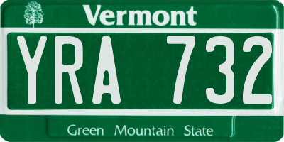VT license plate YRA732