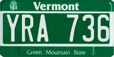 VT license plate YRA736