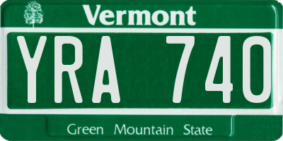 VT license plate YRA740