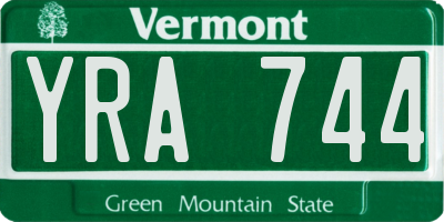 VT license plate YRA744