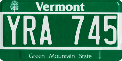 VT license plate YRA745