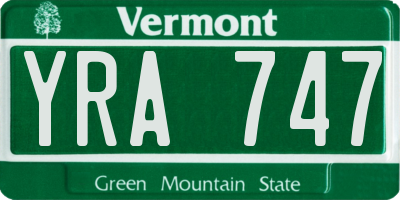 VT license plate YRA747