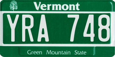 VT license plate YRA748