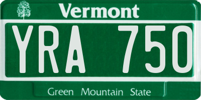 VT license plate YRA750
