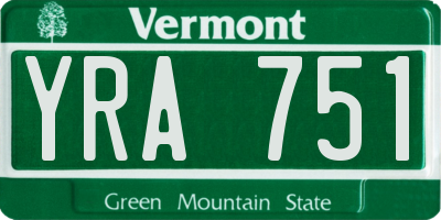 VT license plate YRA751