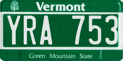 VT license plate YRA753