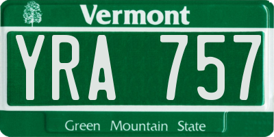 VT license plate YRA757