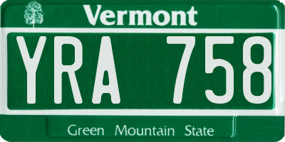 VT license plate YRA758