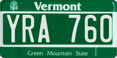 VT license plate YRA760