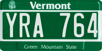 VT license plate YRA764