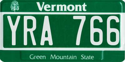 VT license plate YRA766