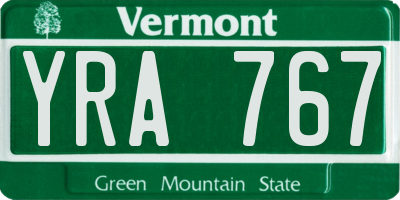 VT license plate YRA767