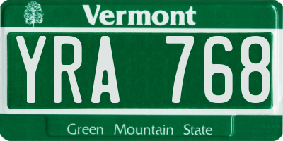 VT license plate YRA768