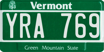 VT license plate YRA769