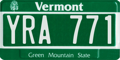 VT license plate YRA771