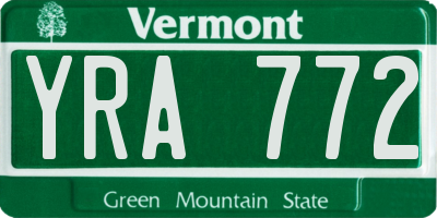 VT license plate YRA772