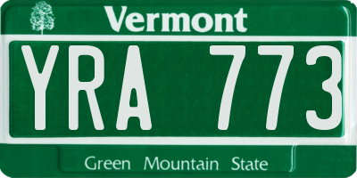 VT license plate YRA773