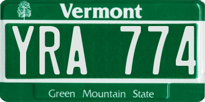 VT license plate YRA774