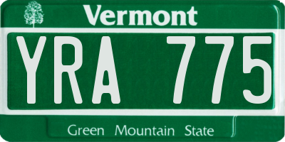 VT license plate YRA775