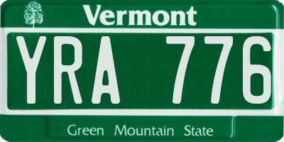 VT license plate YRA776