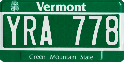 VT license plate YRA778